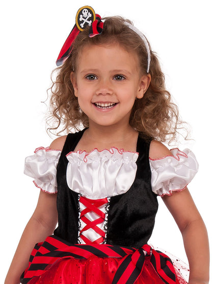 Girls Pirate Princess Costume featuring skull headband for imaginative play at home.