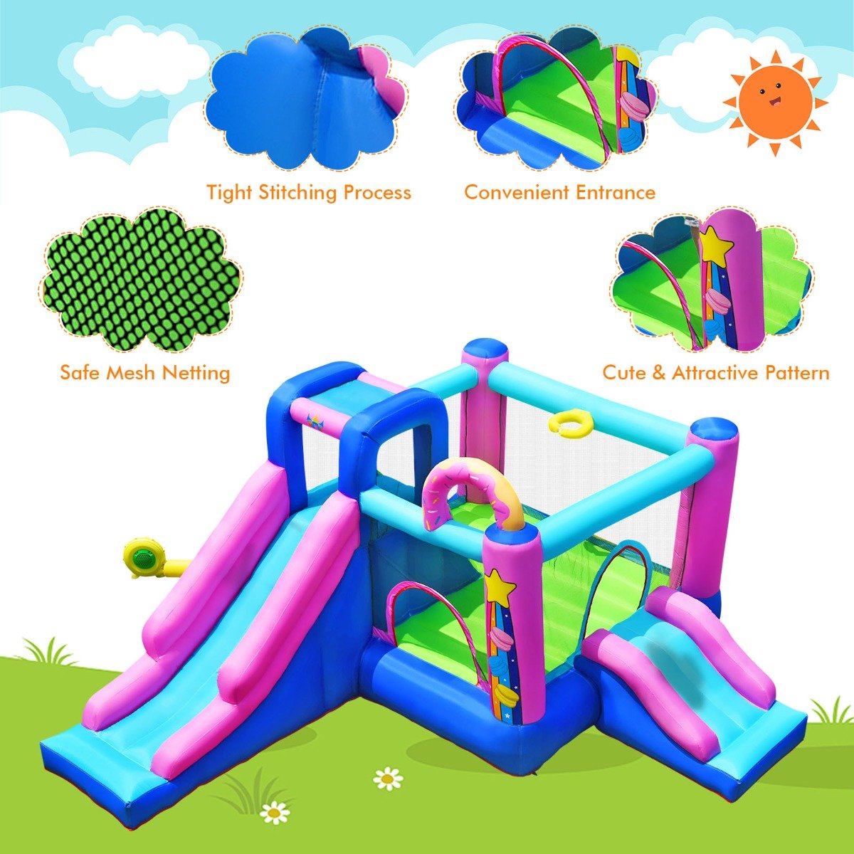 Endless Fun: Inflatable Bouncer with 2 Slides for All-Around Adventure