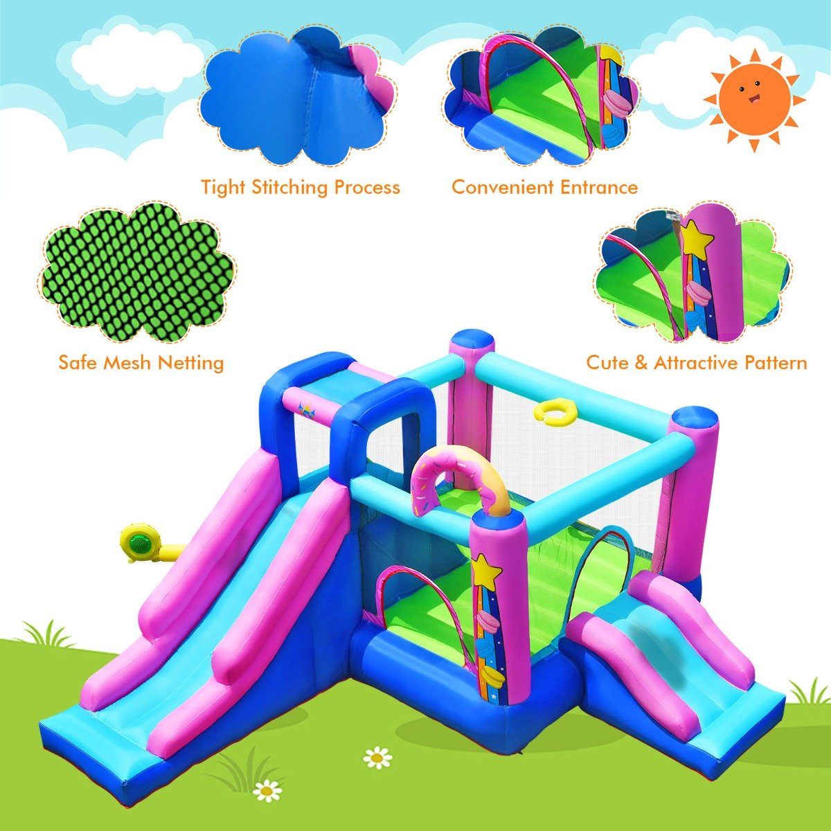 Playful Bounce: Inflatable Bounce House featuring 2 Slides for Children