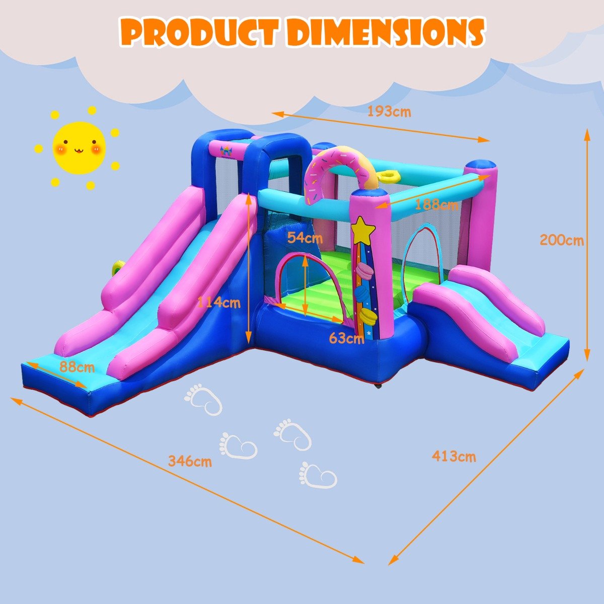 Kid's Dreamland: Inflatable Bounce House featuring 2 Slides for Outdoor Joy