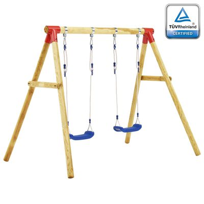 Pinewood Double Swing Set for Kids - Durable outdoor play equipment for backyard fun.