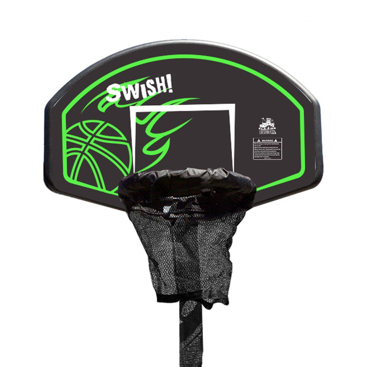 Junior-sized basketball ring attachment for trampolines, ideal for active play at home.