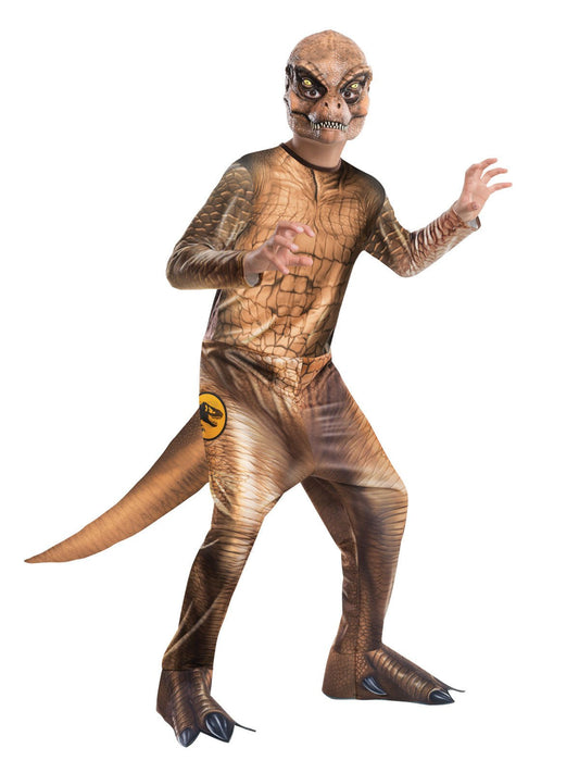 Jurassic World T Rex Kids Costume with Mask and Stuffable Tail for imaginative play at home