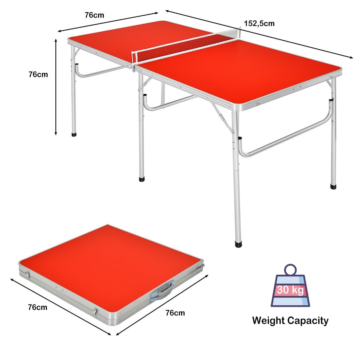 Play and Bond with Portable Table Tennis Set: Red Folding Table