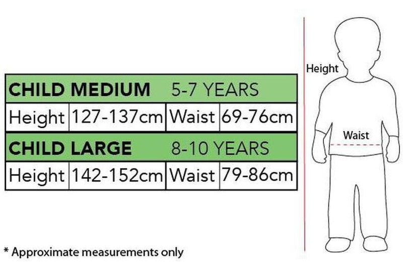 Task Master Deluxe Costume for Kids Australia Measurements