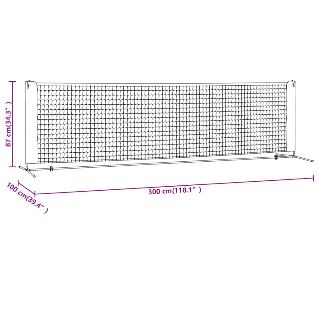 Portable 300cm tennis net in red black for backyard practice, perfect for childrens home training.