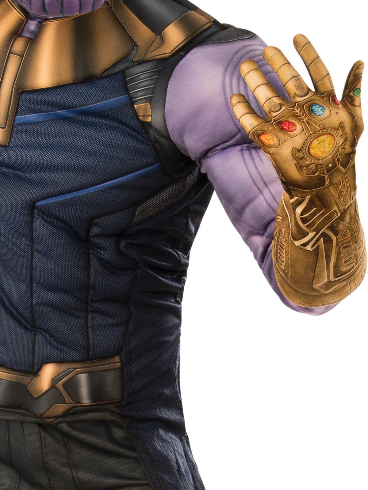 Adult Thanos costume with Infinity Gauntlet for home Halloween fun, Marvel-inspired cosplay