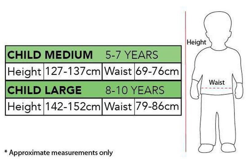 The Joker Costume for Kids Australia Measurements