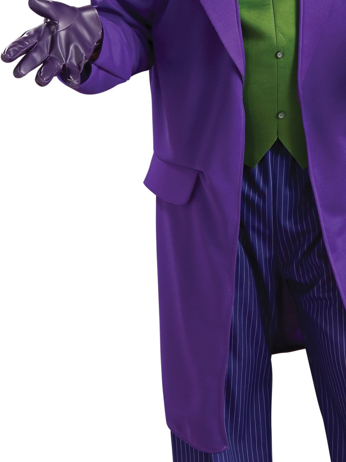 DC Comics Joker Deluxe Adult Costume with Mask for fun dress-up play at home.