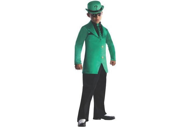 The Riddler child costume featuring official DC Comics character design for imaginative play.