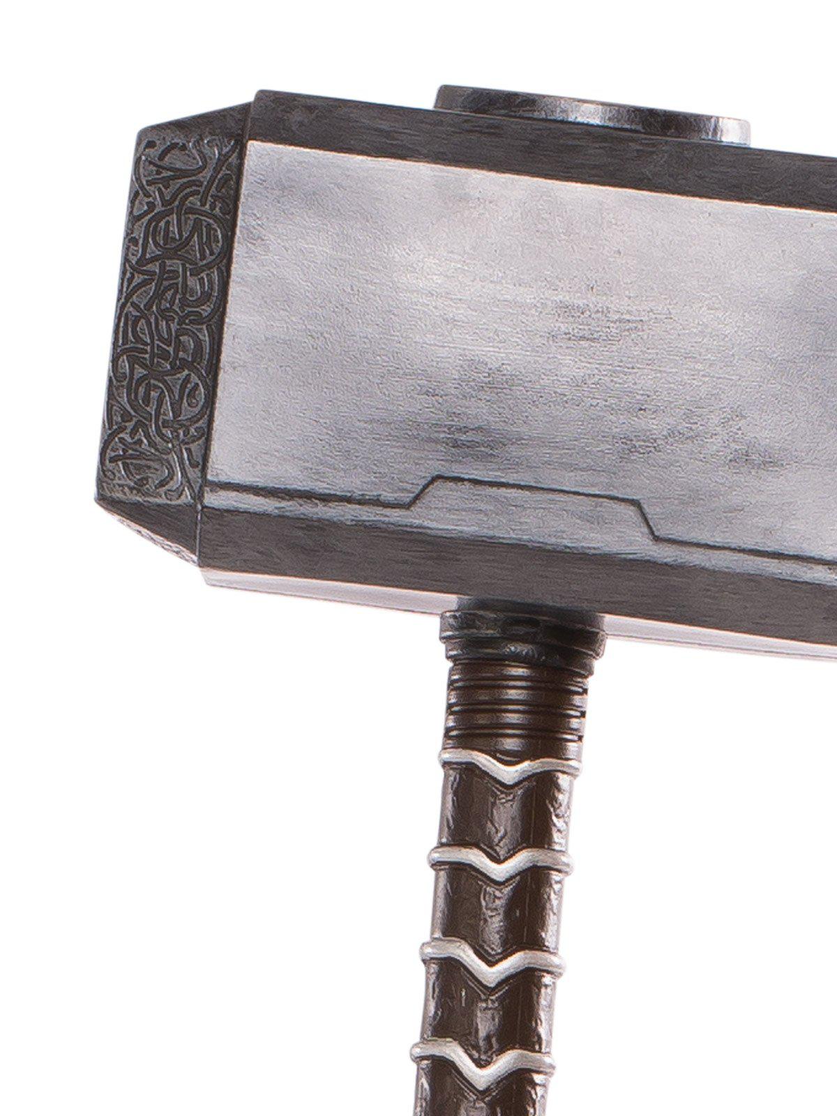 Thor hammer toy for kids costume play, includes wrist strap for realistic fun at home.