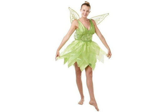 Disney Tinker Bell Adult Costume featuring Glittery Wings, perfect for magical dress-up play.