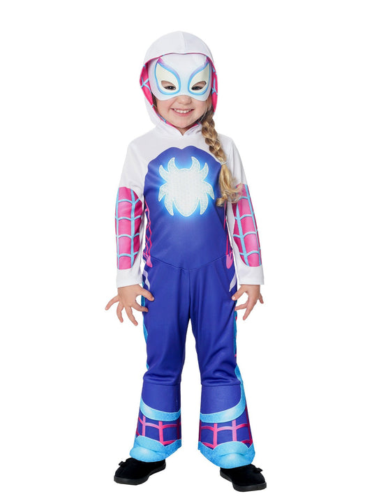 Marvel Ghost Spider Glow-in-Dark Toddler Costume for playful dress-up aged 2-3 years.