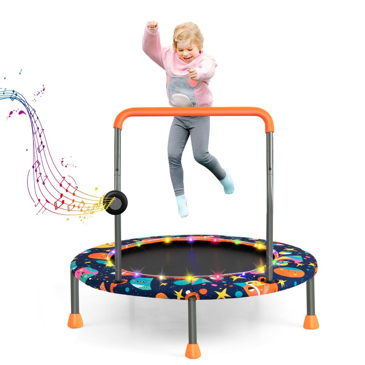 Musical Fun: Toddler Trampoline with colourful LED Lights and Music
