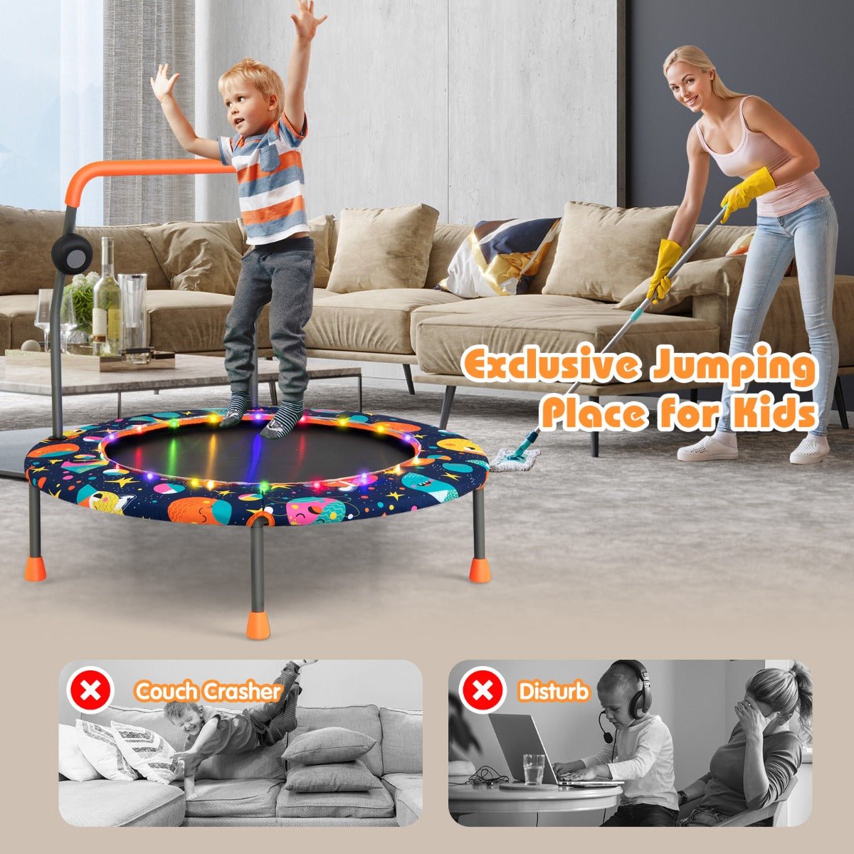 Active Learning: Toddler Music Trampoline with Educational LED Lights