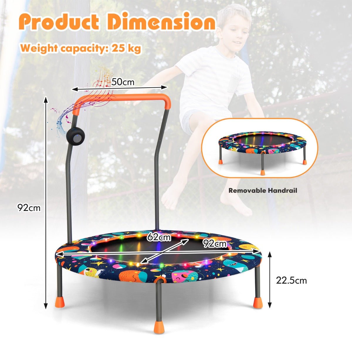 Interactive Play: Toddler Trampoline with LED Lights and Musical Delights