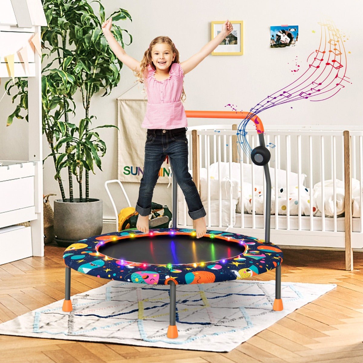 Jump and Groove: Toddler Music Trampoline with colourful LED Lights