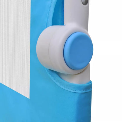 Blue toddler safety bed rail guard with 102cm mesh barrier for kids secure sleep.