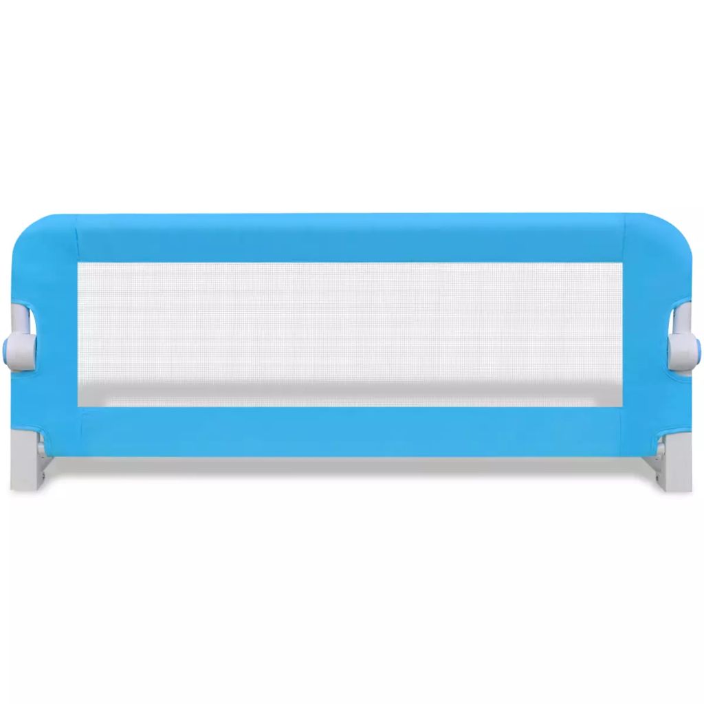 Blue toddler safety bed rail guard with 102cm mesh barrier for added protection and safety.