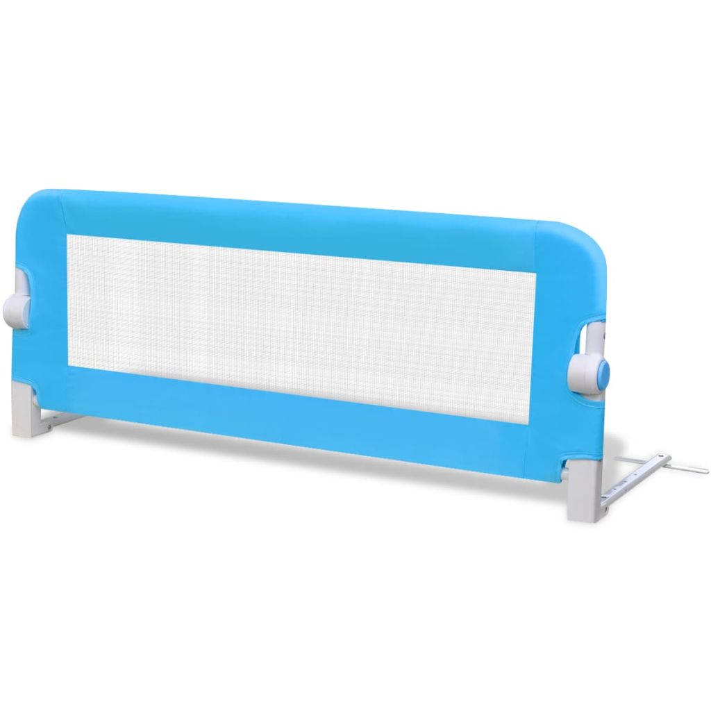 Blue toddler safety bed rail guard with 102cm mesh barrier, essential for kids safety at home.