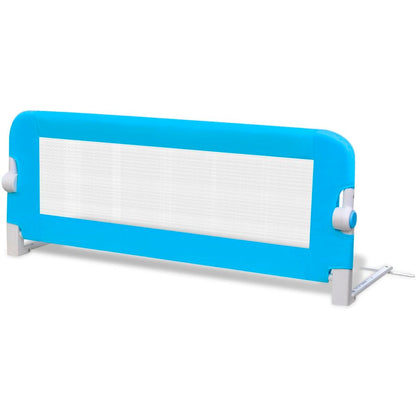 Blue toddler safety bed rail guard with 102cm mesh barrier, essential for kids safety at home.