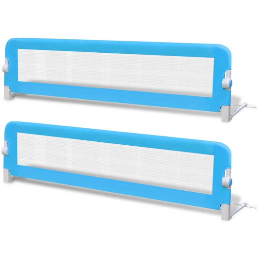 Foldable 150cm blue bed rail set for toddlers, ensuring safety and security at home.