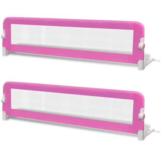 2-Pack pink mesh bed rails for toddler single beds, ideal for child safety at home.