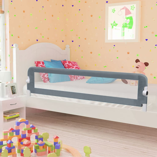 Foldable toddler bed rail guard in grey, 180cm safety barrier for secure child sleeptime.