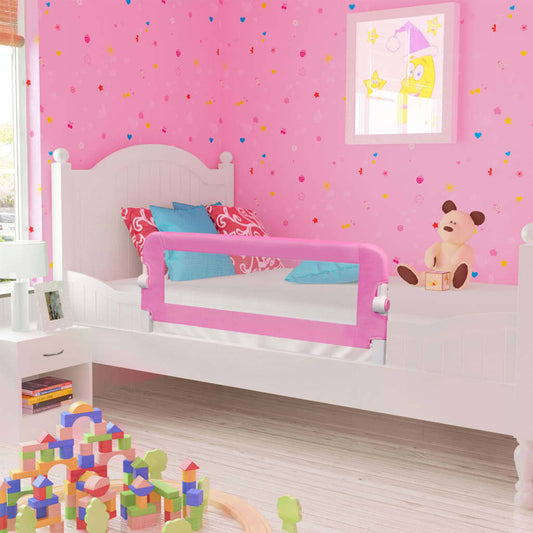 Pink toddler safety bed rail with foldable 120cm guard, ensures kids sleep securely.