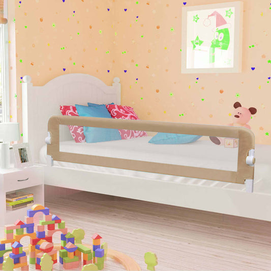 Taupe mesh toddler bed rail guard, 180cm foldable for child safety at home.