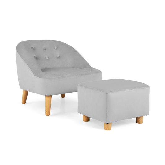 Grey Toddler Sofa Chair & Stool Set - Ages 3-5, Single Seating