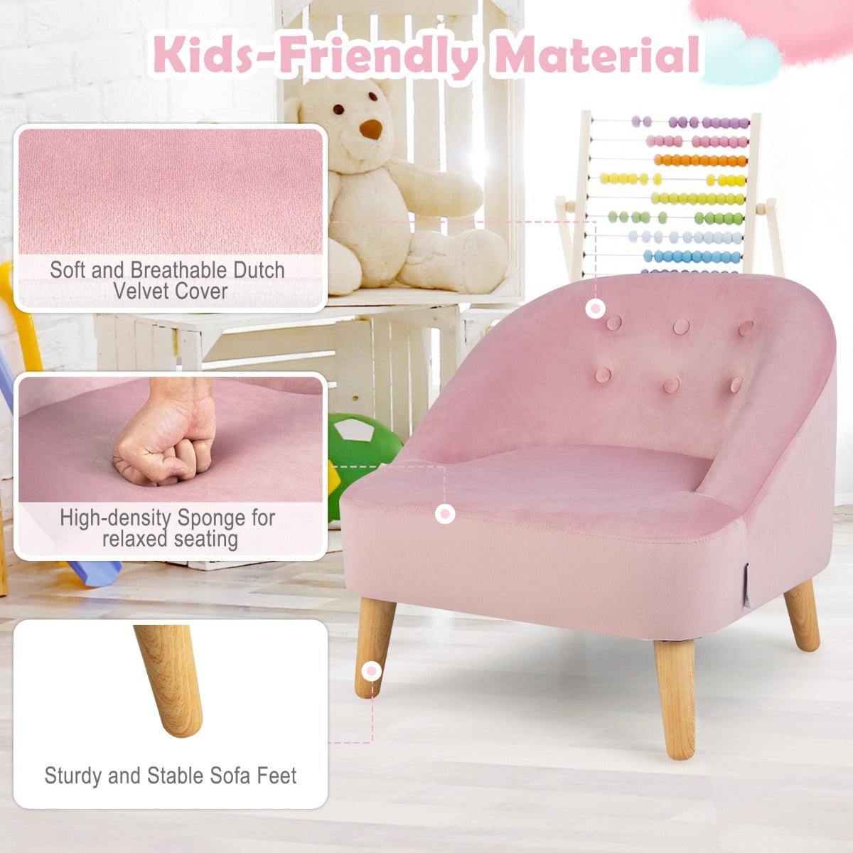 Children's Pink Sofa Chair & Stool - Ages 3-5, Adorable Set