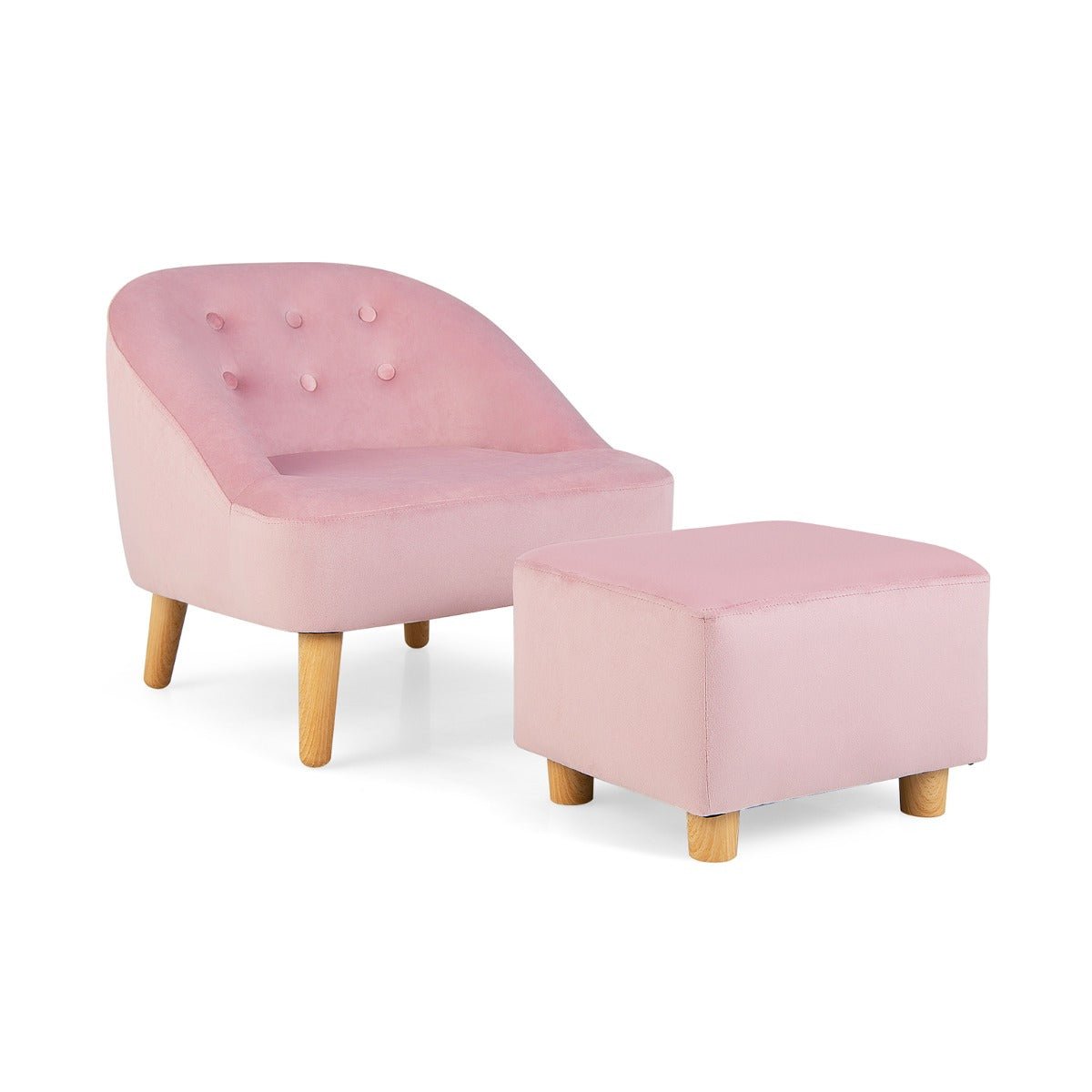 Pink Toddler Sofa Chair & Stool Set - Ages 3-5, Single Seating