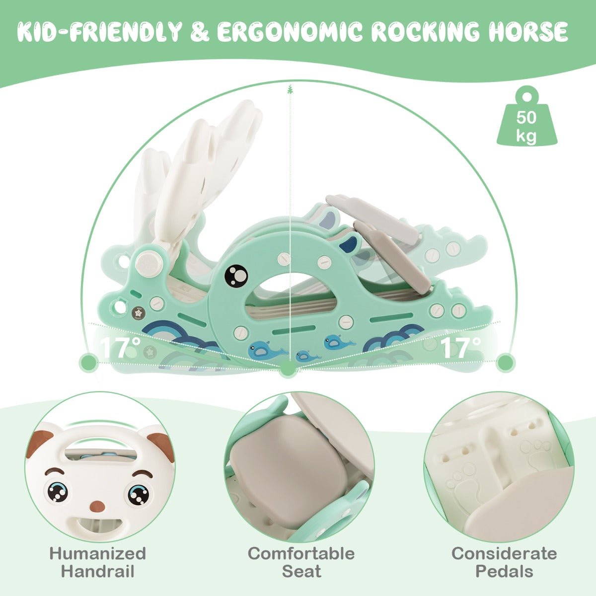 Green 4-in-1 Toddler Playset | Rocking Horse transforms into Slide, ideal for active indoor play.