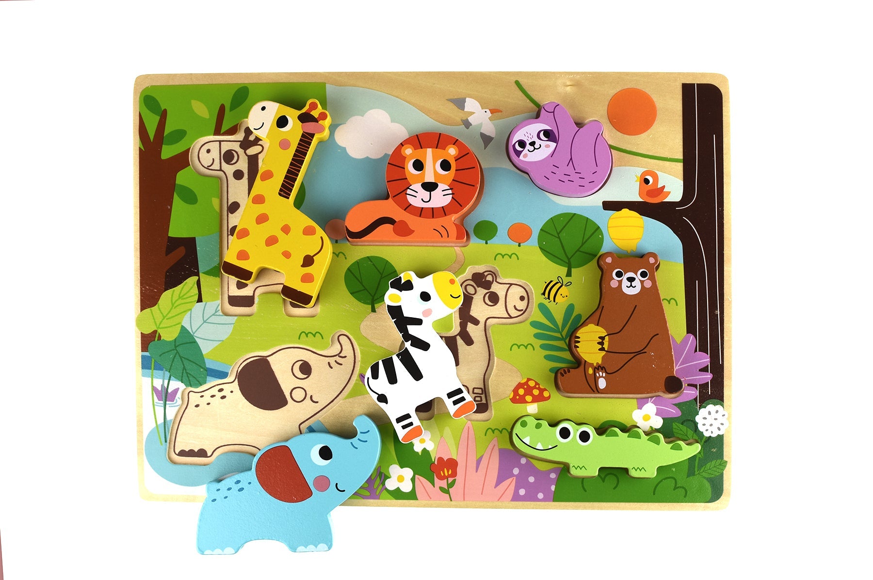 Tooky Toy Chunky Zoo Animal Puzzle - Interactive educational toy for young childrens cognitive development