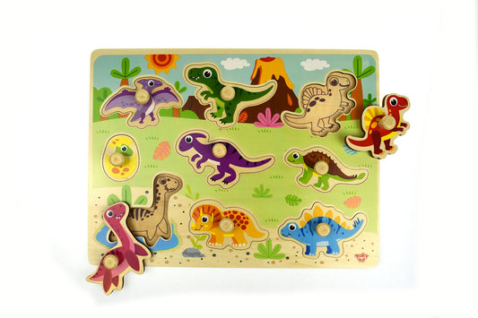 Tooky Toy Dinosaur Peg Puzzle | Encourages creativity and problem-solving with fun dinosaur theme.