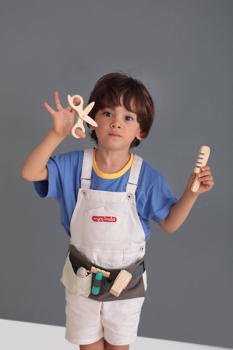 Kids tool belt playset for pretend play with toy tools, perfect for imaginative home fun.