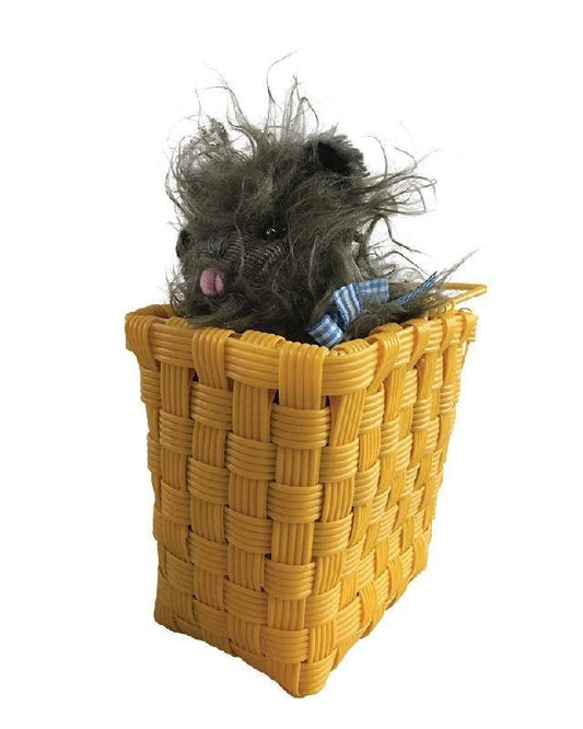 Wizard of Oz Toto Dog plush in basket - ideal for kids play and décor.