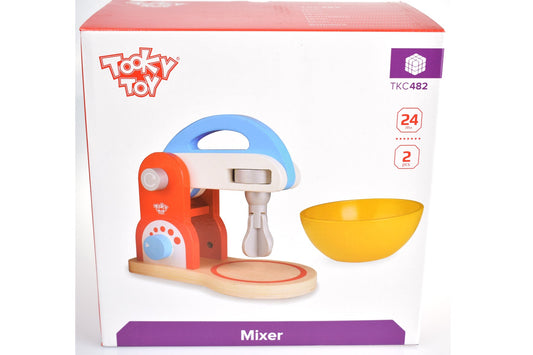 Wooden toy mixer for kids pretend play kitchen, stimulating creativity and imagination.