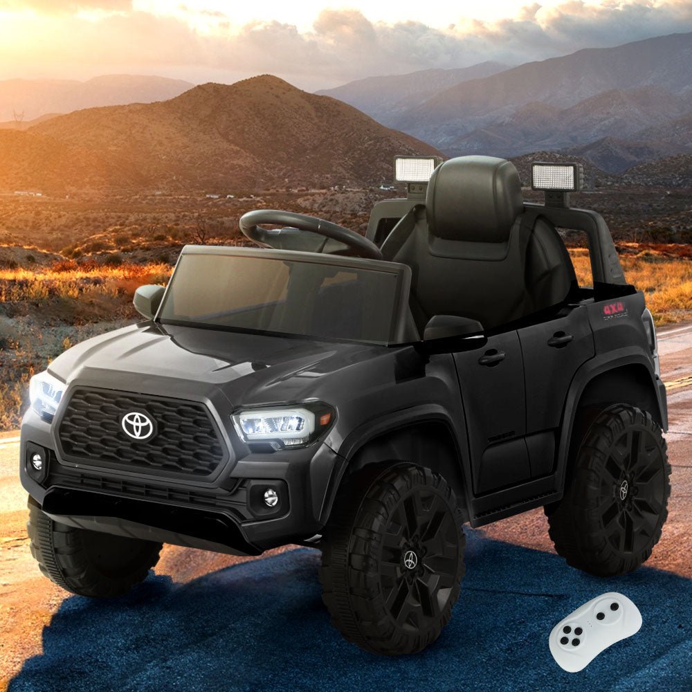 Black 12V Toyota Tacoma Off Road Ride-On Car for Kids, Electric Battery-Powered Toy.