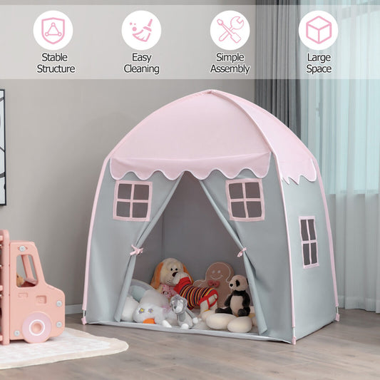 Indoor/outdoor pink Princess Play Tent - enchanting fairy playhouse for kids, ideal for imaginative play.