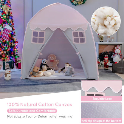 Princess play tent in pink, perfect for indoor/outdoor play, enchanting fairy design for kids.