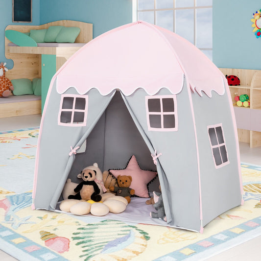 Indoor/outdoor pink fairy princess play tent for kids, creating magical imaginative play spaces.