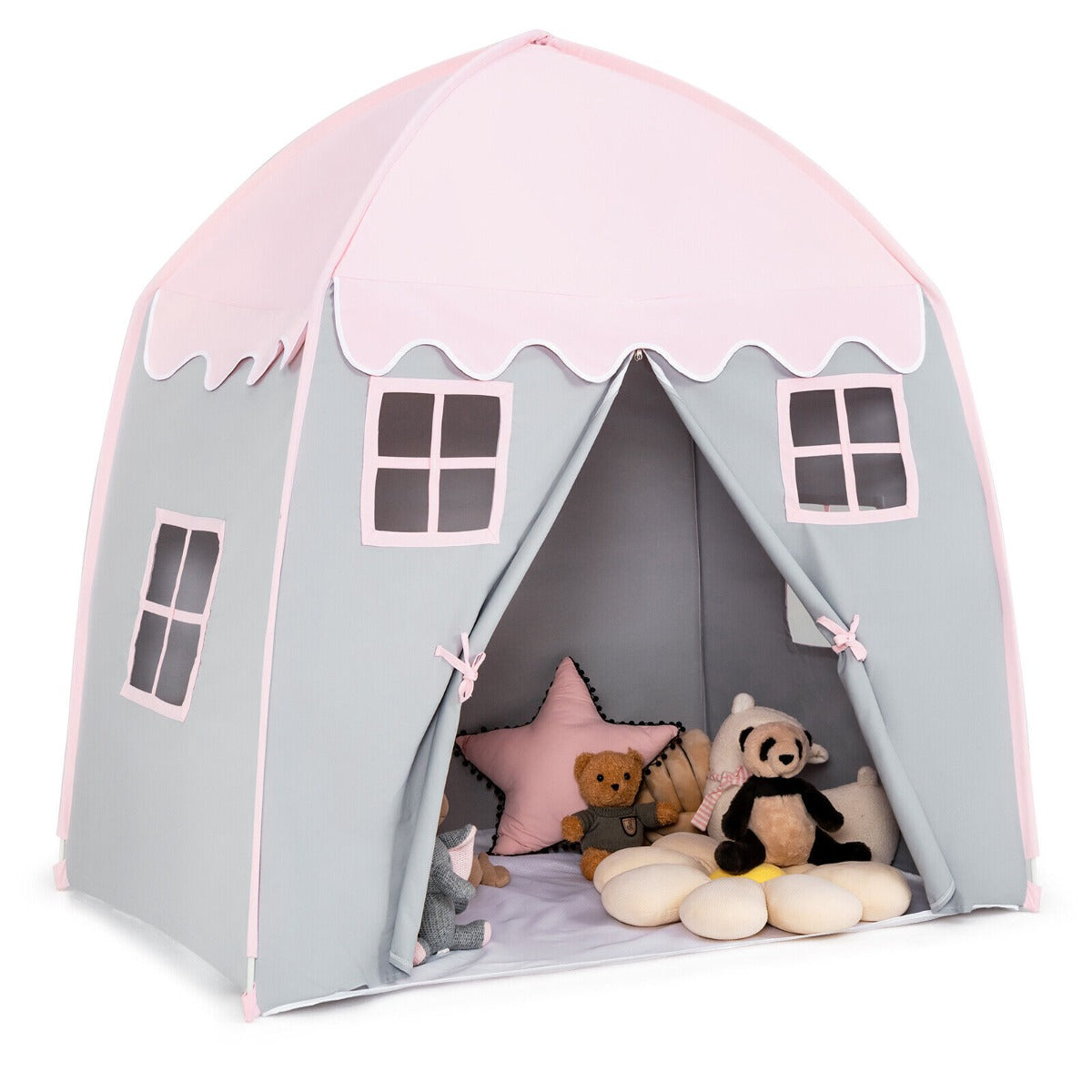 Pink fairy playhouse tent for children, perfect for indoor and outdoor princess-themed imaginative play.