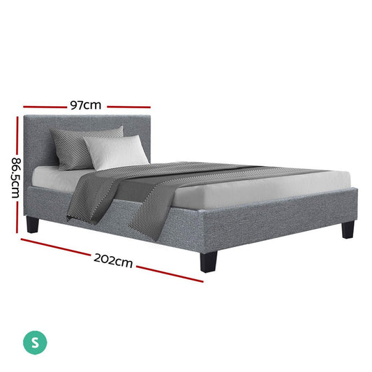 Artiss Neo Bed Frame in Grey Single elevates childrens bedroom decor with modern design.