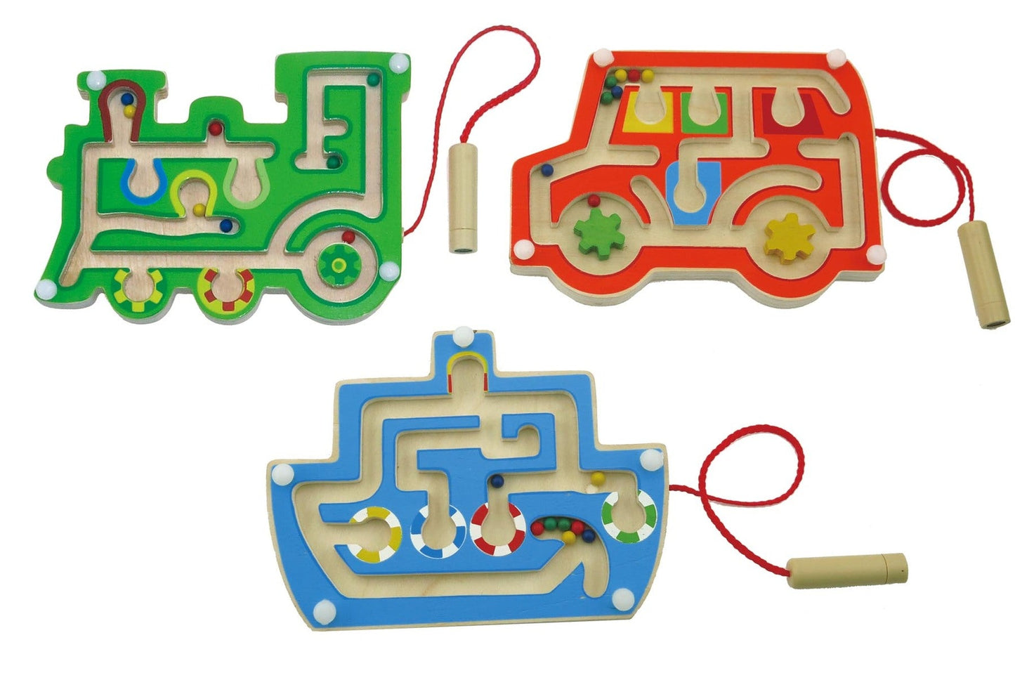 Colorful transport-themed magnetic bead maze game for engaging and educational play at home.