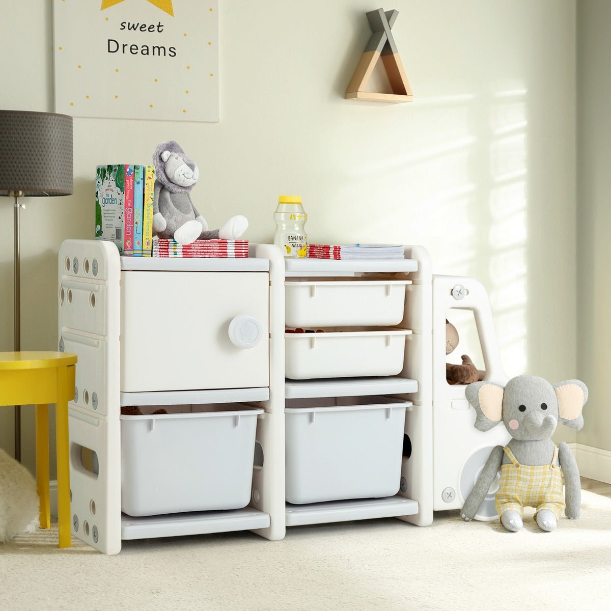 Buy the Ultimate Grey Truck Shaped Kids Storage Cabinet for Organized Play