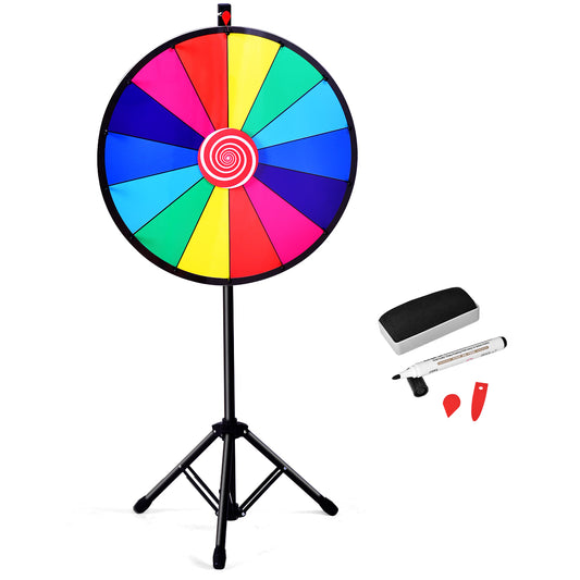 Colorful 14-slot prize wheel game for kids parties and events, engaging entertainment.