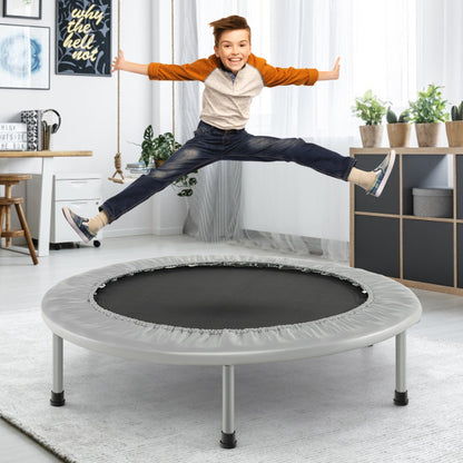 Portable mini trampoline for kids and adults with 150kg capacity, ideal for indoor fun and exercise.