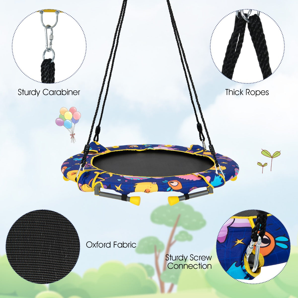 1Play and Bounce Bliss: Convertible Swing and Trampoline Set with Upholstered Handrail for Kids